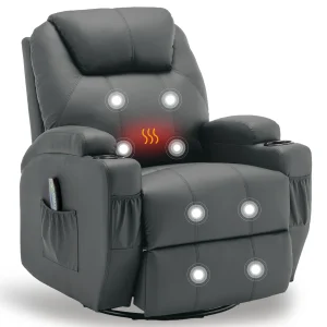 Recliner Chair, Massage and Heat, 360° Swivel , Remote Control