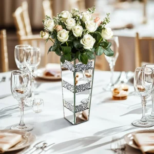 Crushed Diamond Decorative Mirrored Vase
