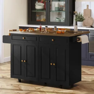 60" Rolling Kitchen Cart Mobile Island