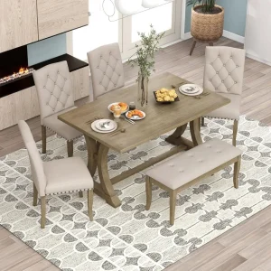 6 Pieces Dining Table Chair Set